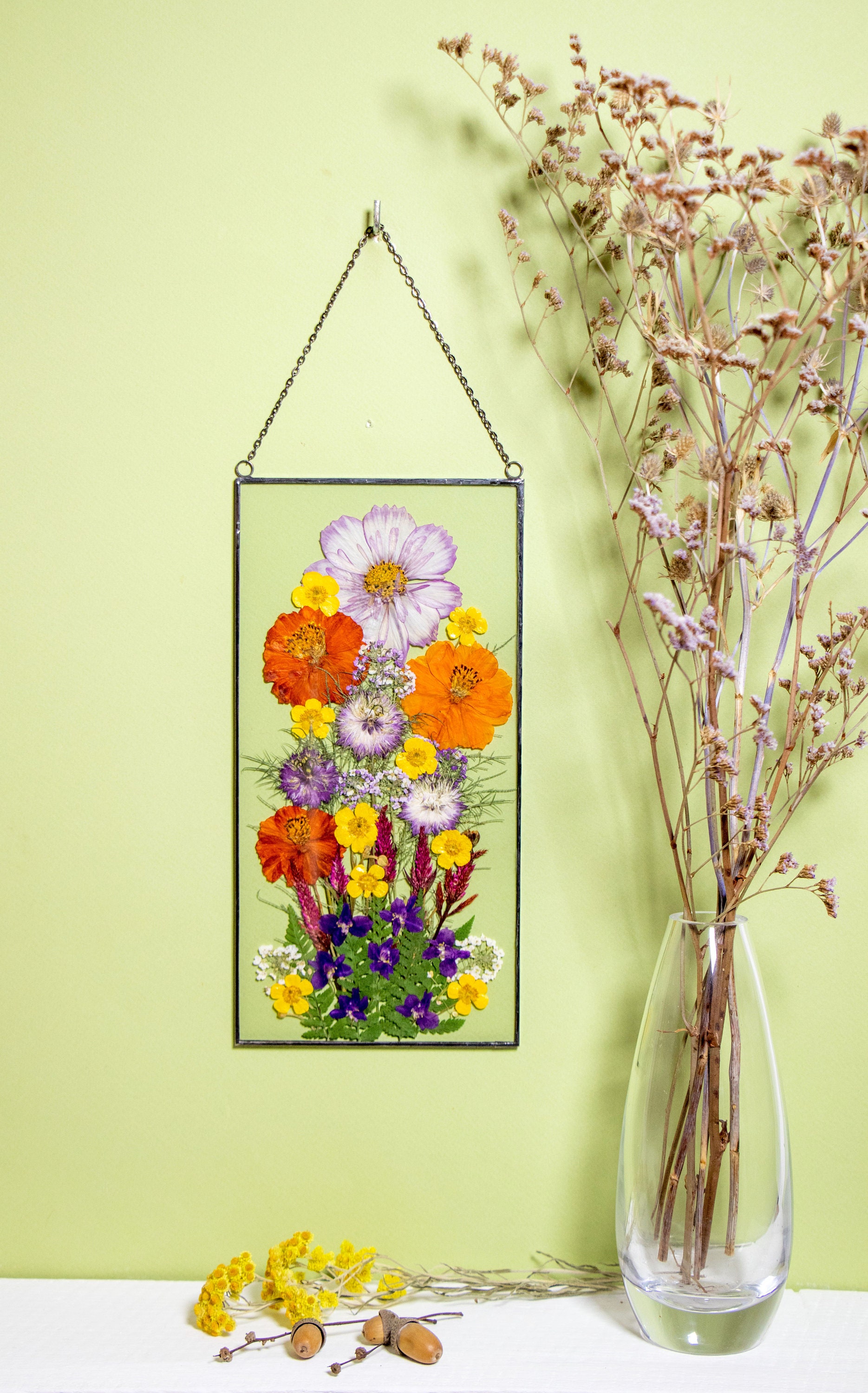 Pressed Flower Frame Framed Pressed Flowers Decor. Handmade Etsy
