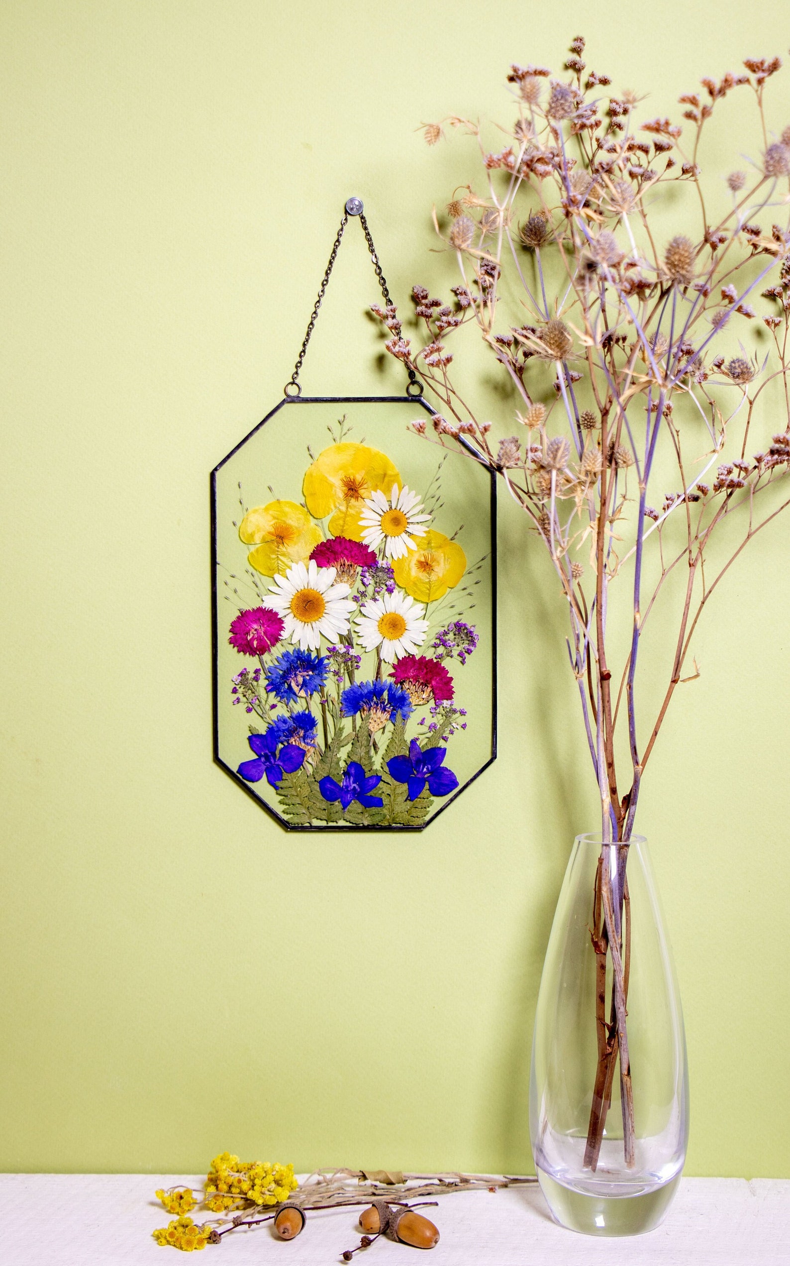 Pressed Flower Frame Framed Pressed Flowers Decor. Handmade Etsy