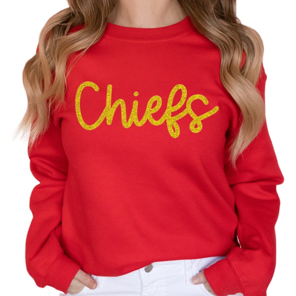 Glitter Chiefs Top, Kansas City Football, Women's Football Shirt, NFL Inspired, Game Day Apparel