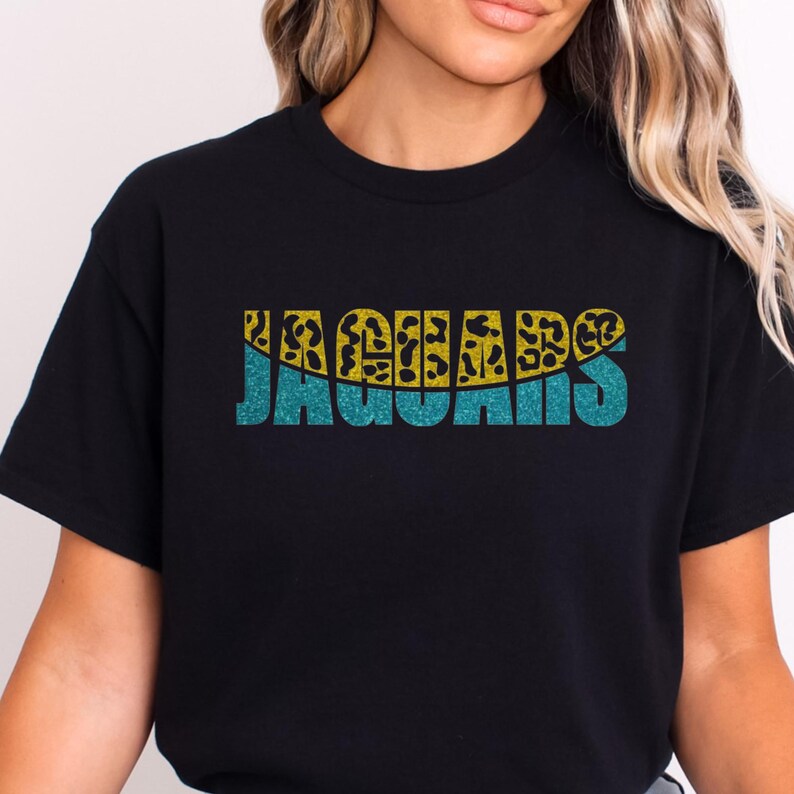 Glitter Jaguars Leopard Print Shirt, Jaguars Glitter Tee, Jacksonville