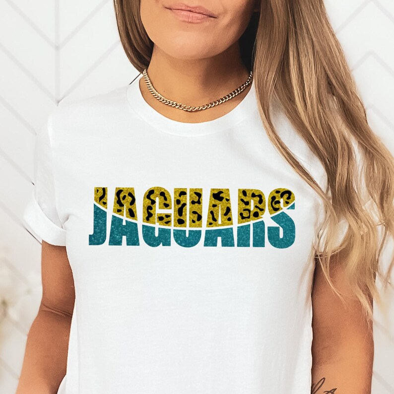 Glitter Jaguars Leopard Print Shirt, Jaguars Glitter Tee, Jacksonville