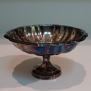 Vintage Small Oneida Silver Plated Pedestal Bowl, Silver Soap Dish, Silver Candy Dish