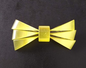 Vintage Yellow Plastic / Lucite Bow Pin, Brooch, Mid-Century Modern, Retro, Lucite