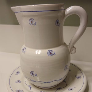 Vintage Deruta Handpainted Pitcher, Vase with saucer Made In Italy Limited Edition