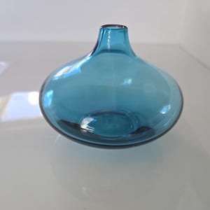 Vintage Blown Glass Vase; Turquoise Handmade Glass Vase by Johanna Jelinek for IKEA; Swedish Modernist; Scandinavian Art Glass
