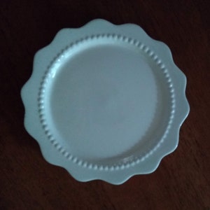 Sold Individually - PEREIRAS Creamy White Pottery Salad / Dessert plate, scalloped edge with beads  - Portugal