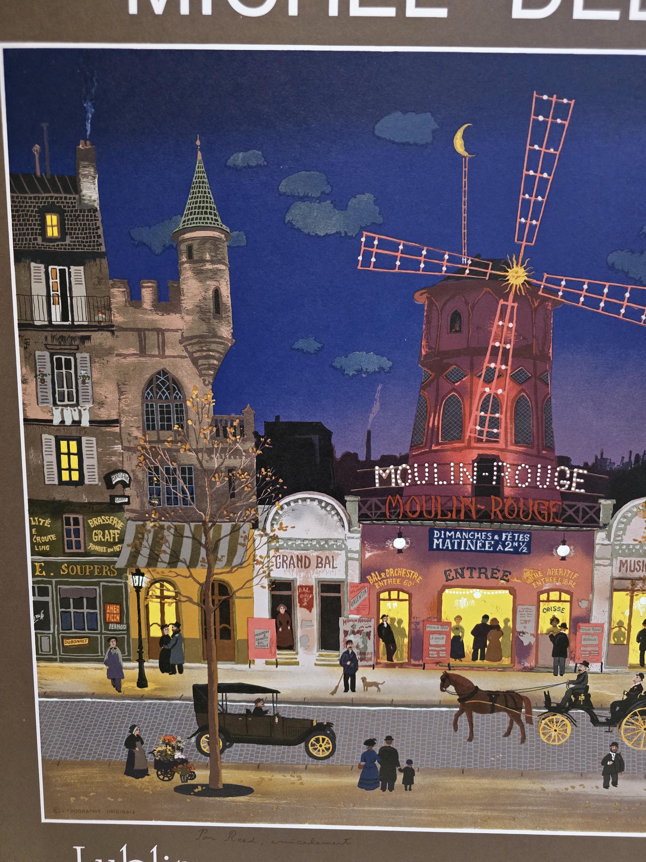 Signed Unframed Michel Delacroix Moulin Rouge Lithograph Poster