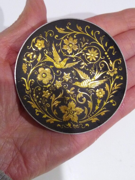 Vintage gold footed trinket - Gem