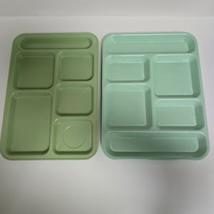 Vintage Melamine Desk Drawer Organizers, Serving Cafeteria Trays, Divided Food Trays, Sage Green or Seafoam Blue, Sold Separately