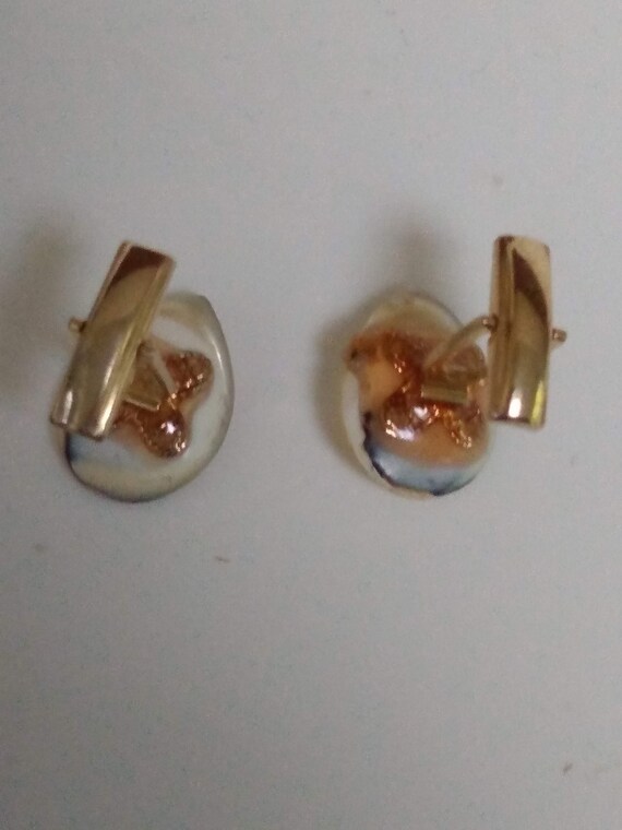 Pair Vintage Teardrop Real or Faux Abalone Cuffli… - image 5