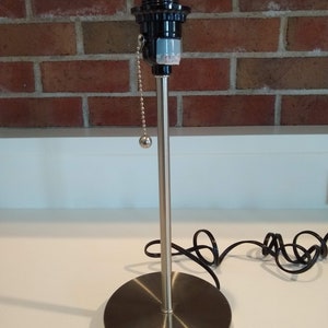 Vintage Brushed Aluminum or Nickel (not sure) Stick Table Lamp, Industrial Minimalist Lamp