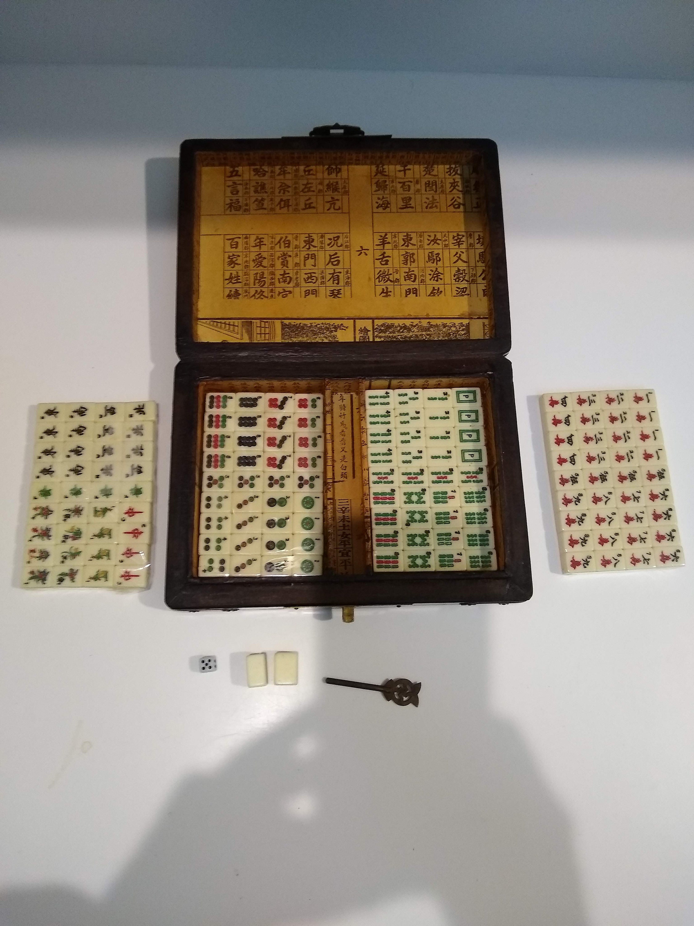 Any idea how old this Mah-jong set is and what material the stones are made  of? : r/Mahjong