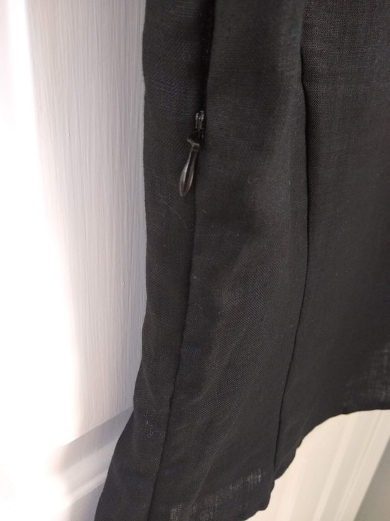 Vintage Black Designer Linen Top, Blouse with Bow… - image 6