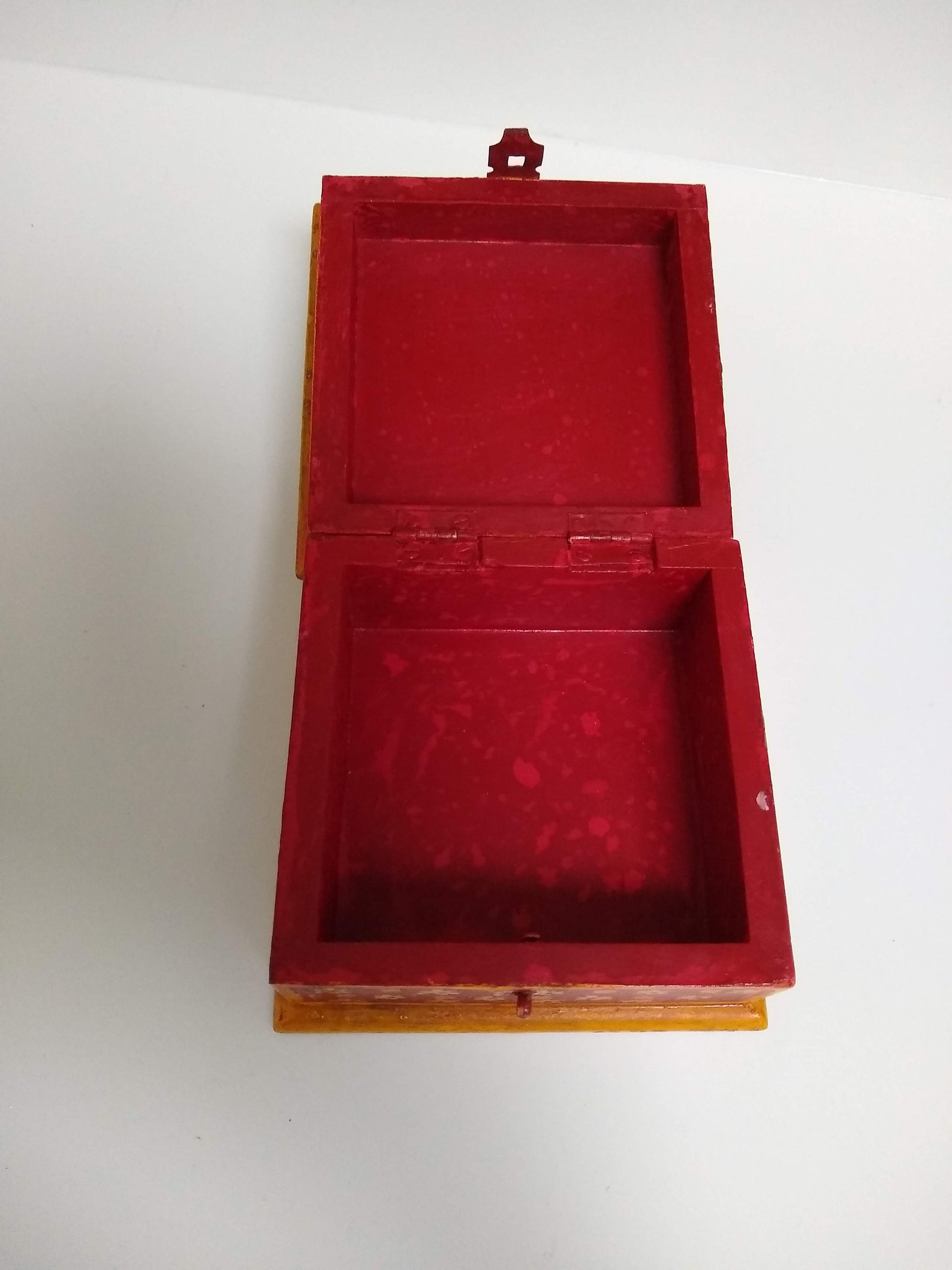 Vintage Hand Painted Square Wood Box With Lid and Latch - Etsy