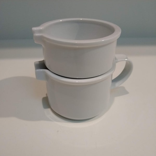 Vintage MCM White Cream and Sugar, Retro Stackable Creamer and Sugar, Minimalist, Modernist Stacking Cream and Sugar