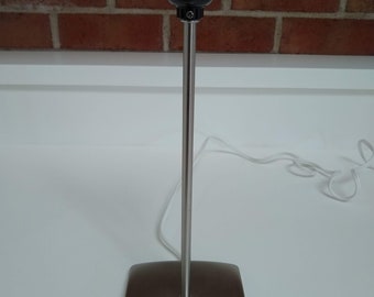 Vintage Brushed Aluminum Stick Table Lamp, Industrial Minimalist Lamp