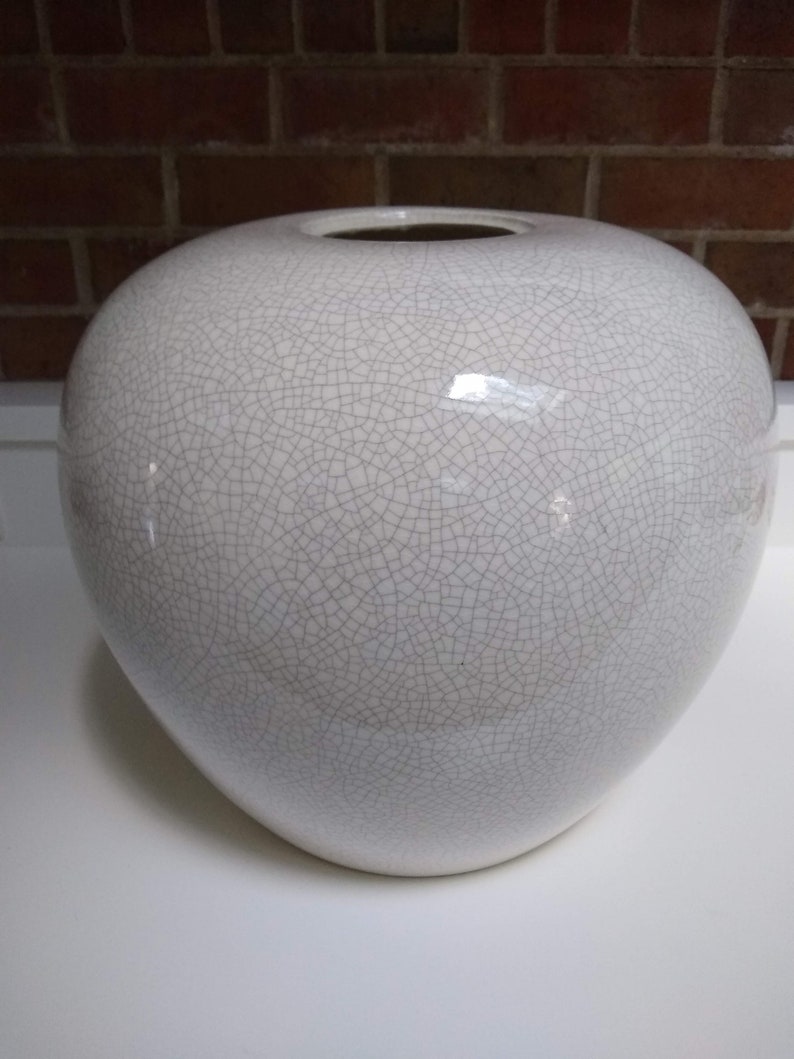 Very Large Mid Century White Porcelain Floor Vase With Crackle Etsy