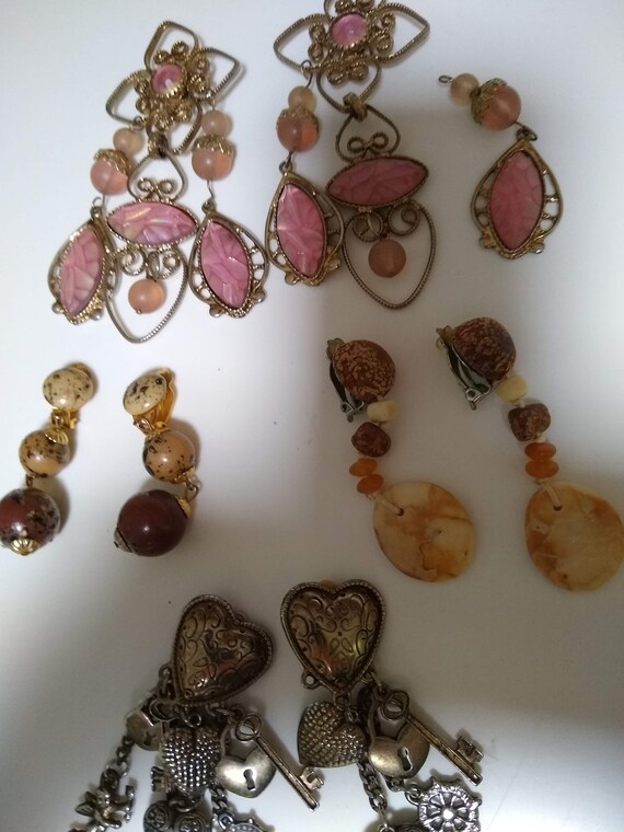 Four Pairs Vintage Costume Jewelry, Clip-on Earri… - image 3