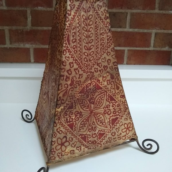 Vintage Moroccan Henna / Goat Skin lamp lantern - Sold AS IS - torn -  iron lamp frame