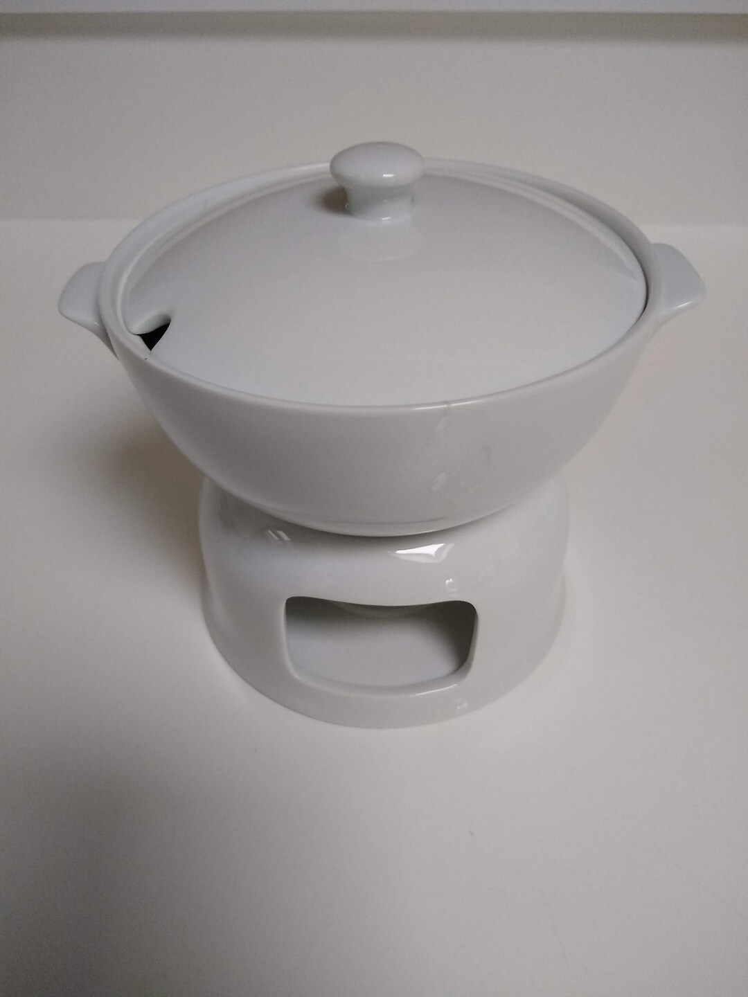 Small White Ceramic Queso Warmer Sauce Warmer Fondue Set Etsy