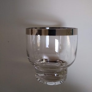 Vintage Platinum, Silver Rimmed Glasses - Small Mid-Century, Retro, Dorothy Thorpe Style 6 oz Cocktail Glasses