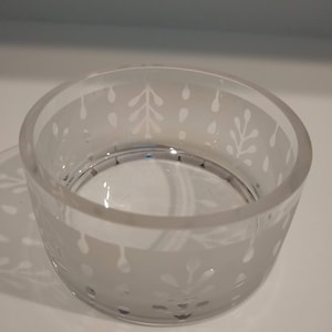 Small, Vintage Handmade Frosted, Etched Crystal Bowl, Danish Modern design influence