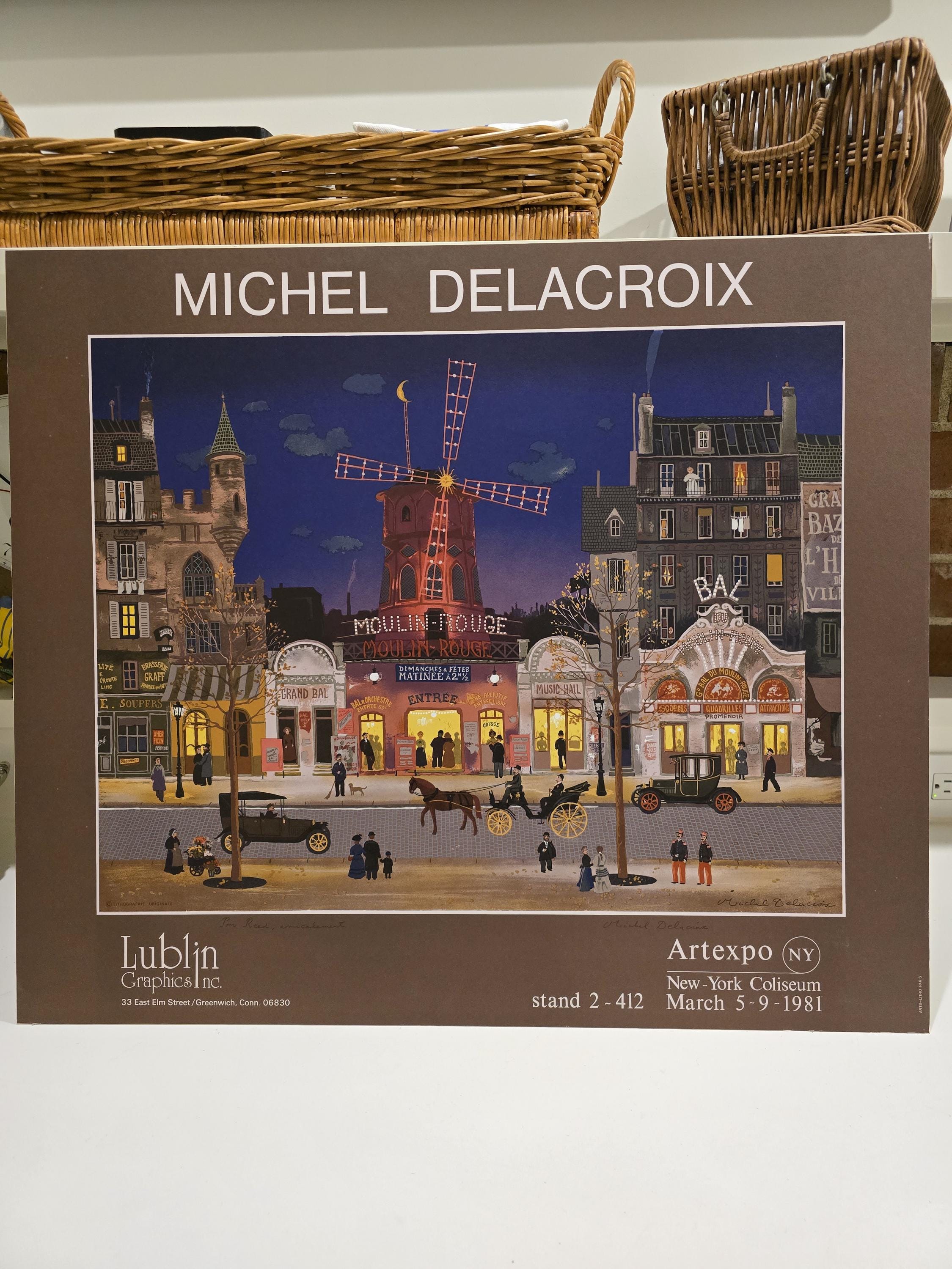Signed Unframed Michel Delacroix Moulin Rouge Lithograph