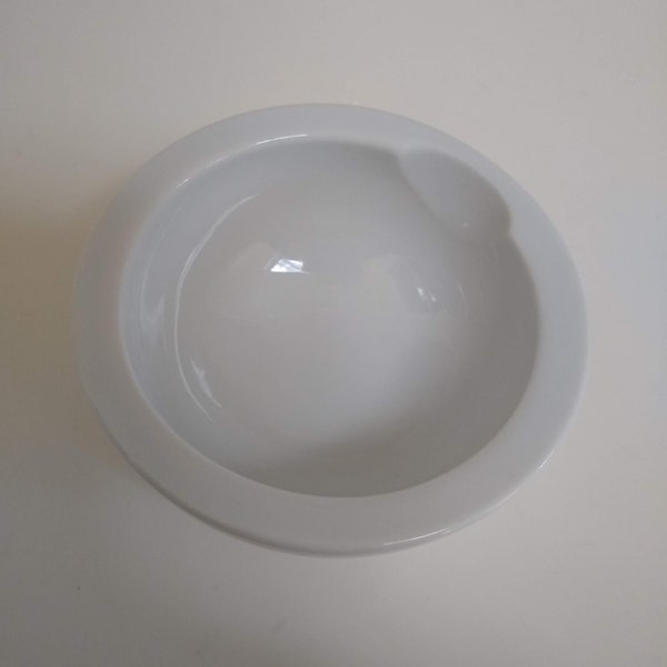 Vintage Tiny Thick Walled Bowl with Pour Spout, Crate and Barrel White Ceramic Condiment Bowl, Modernist Small 3 1/2" Bowl