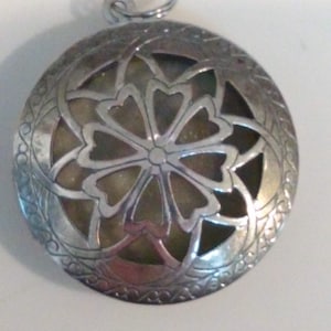 Silver Tone Round Filigree Locket, Photo Locket or Diffuser Pendant