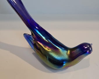 Vintage Fenton Art Glass Iridescent Cobalt Blue Bird of Happiness