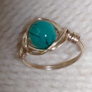 Handmade silver ring with faux turquoise stone