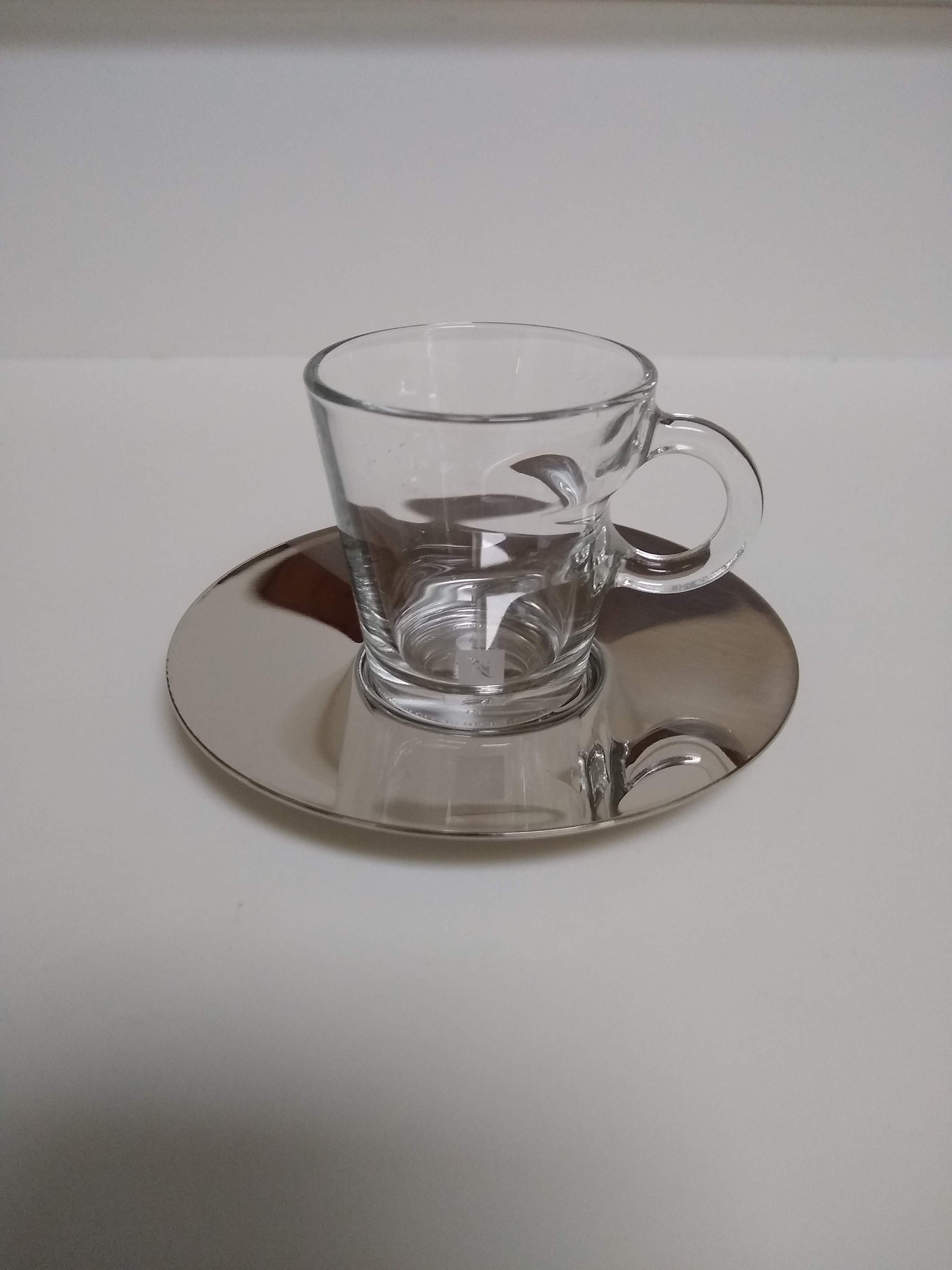 Espresso Cups and Saucers, Inoxriv, OMADA, Made in Italy, Stainless Steel,  Coffee Cups, 6 Funky Cups and Saucers, Plastic, Vintage 