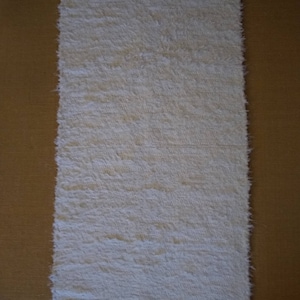 Vintage white hand woven fluffy cotton rug, throw rug, bedroom rug, bathroom rug, nursery rug  approx 2 1/2 feet x 4 1/4 feet
