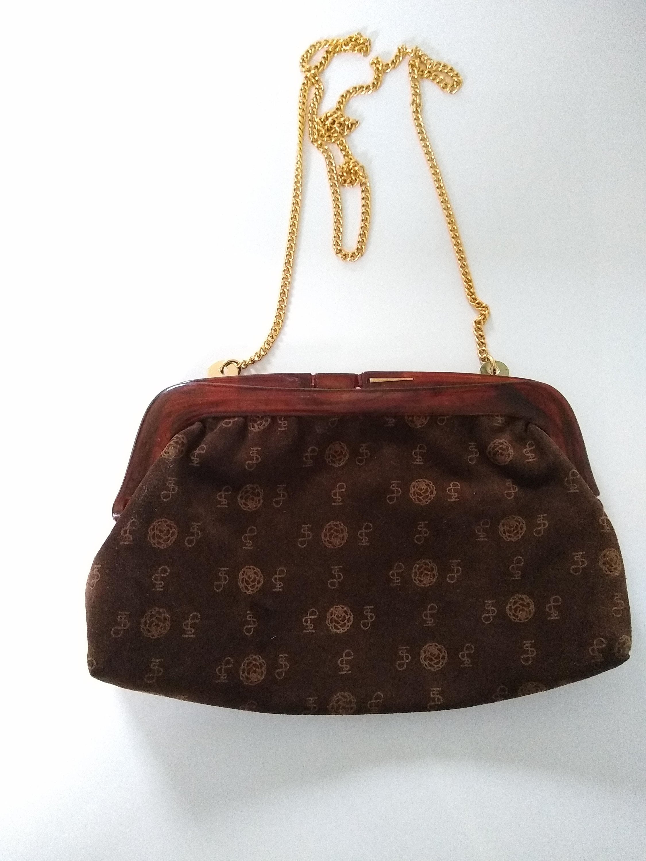 Vintage Retro Italian Brown Suede Clutch Bag