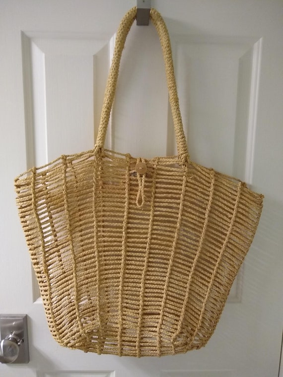 Large Vintage Open Weave Market Bag, Tote bag, Bea