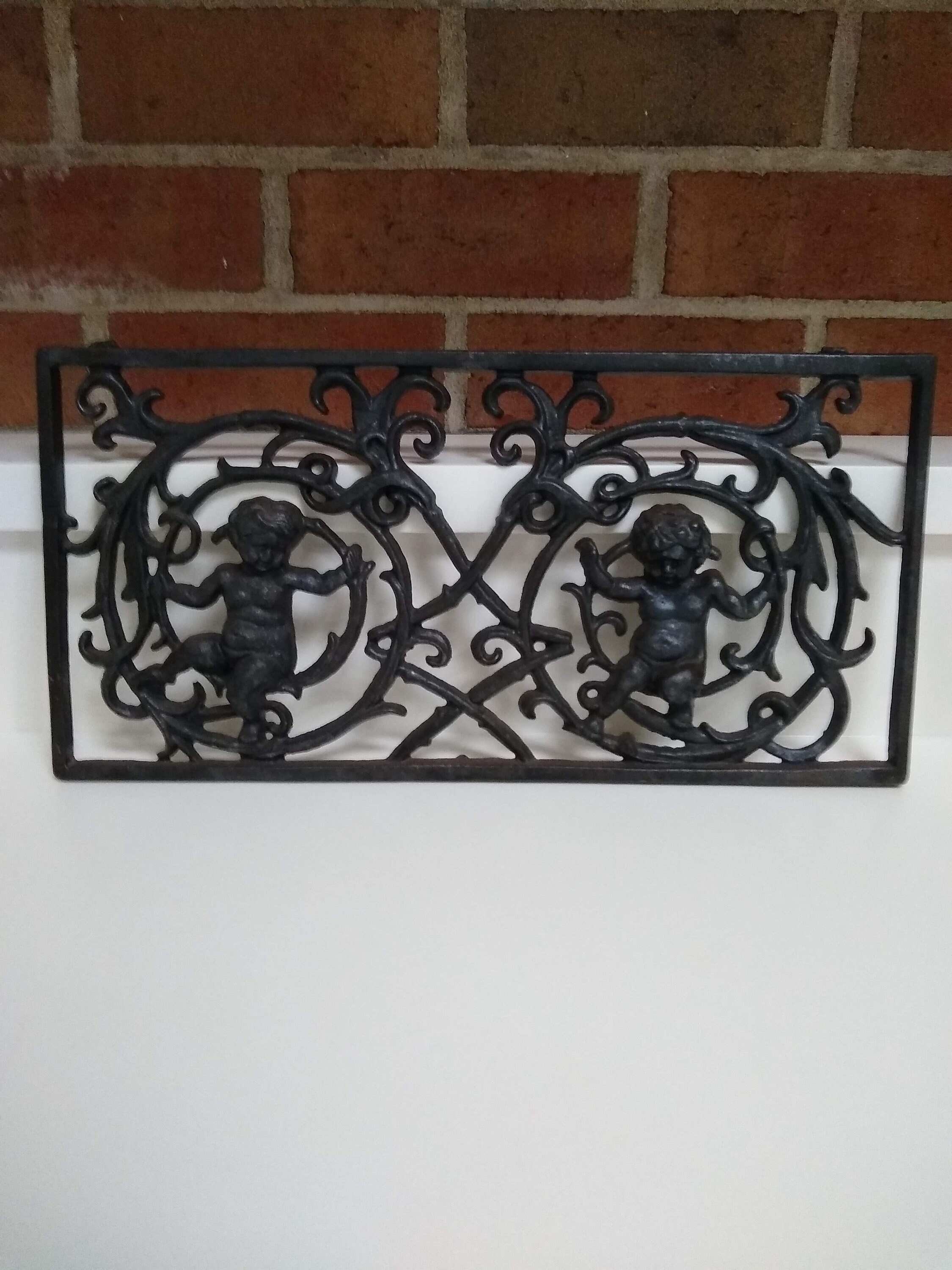 Vintage Cast Iron Wall Decor Plaque Art Cupids and Etsy