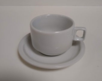 Vintage Set of 3 White Stackable Espresso Mugs, Modernist MCM Style Cups, Demitasse Mugs