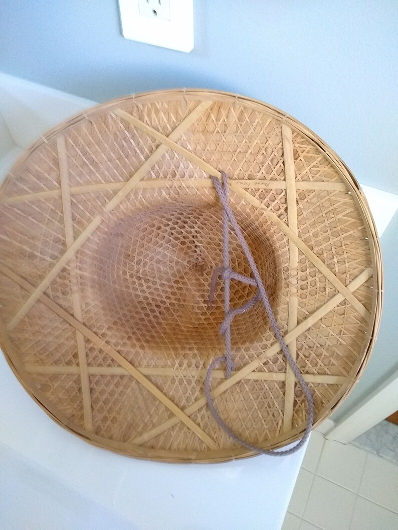 Vintage woven hat Filipino Salakot hat Philippines Asian Reed Nipa Woven Hat