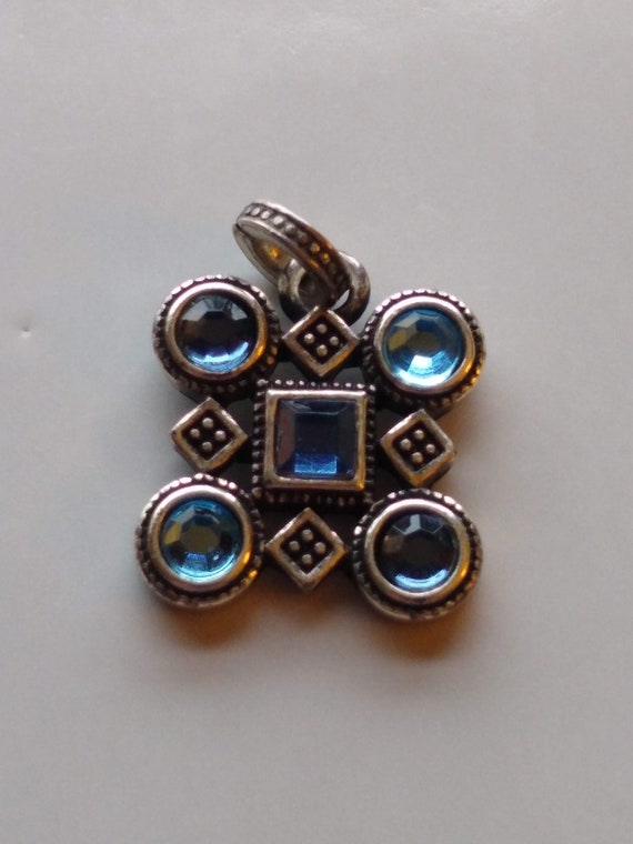 Vintage Azure Blue Quatrefoil Stone Pendant, Earri