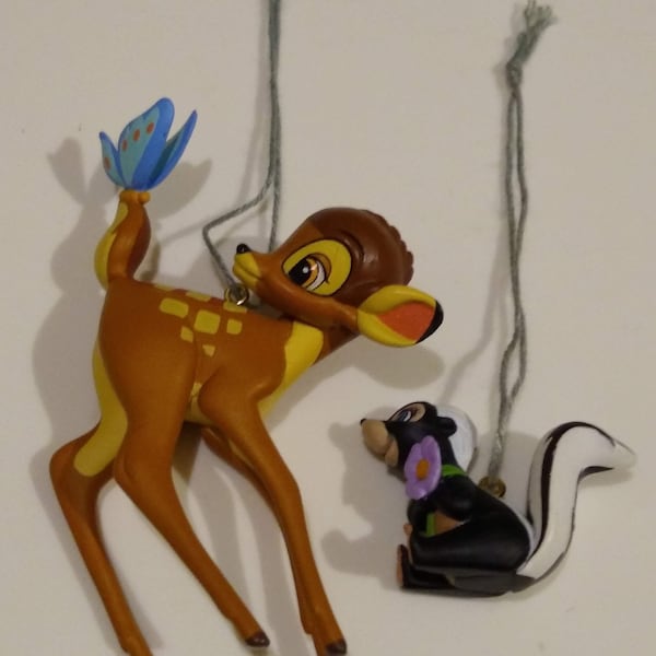Vintage Bambi 0r Flower Mini Ornaments, Disney Bambi (deer) and Flower (skunk) ornaments