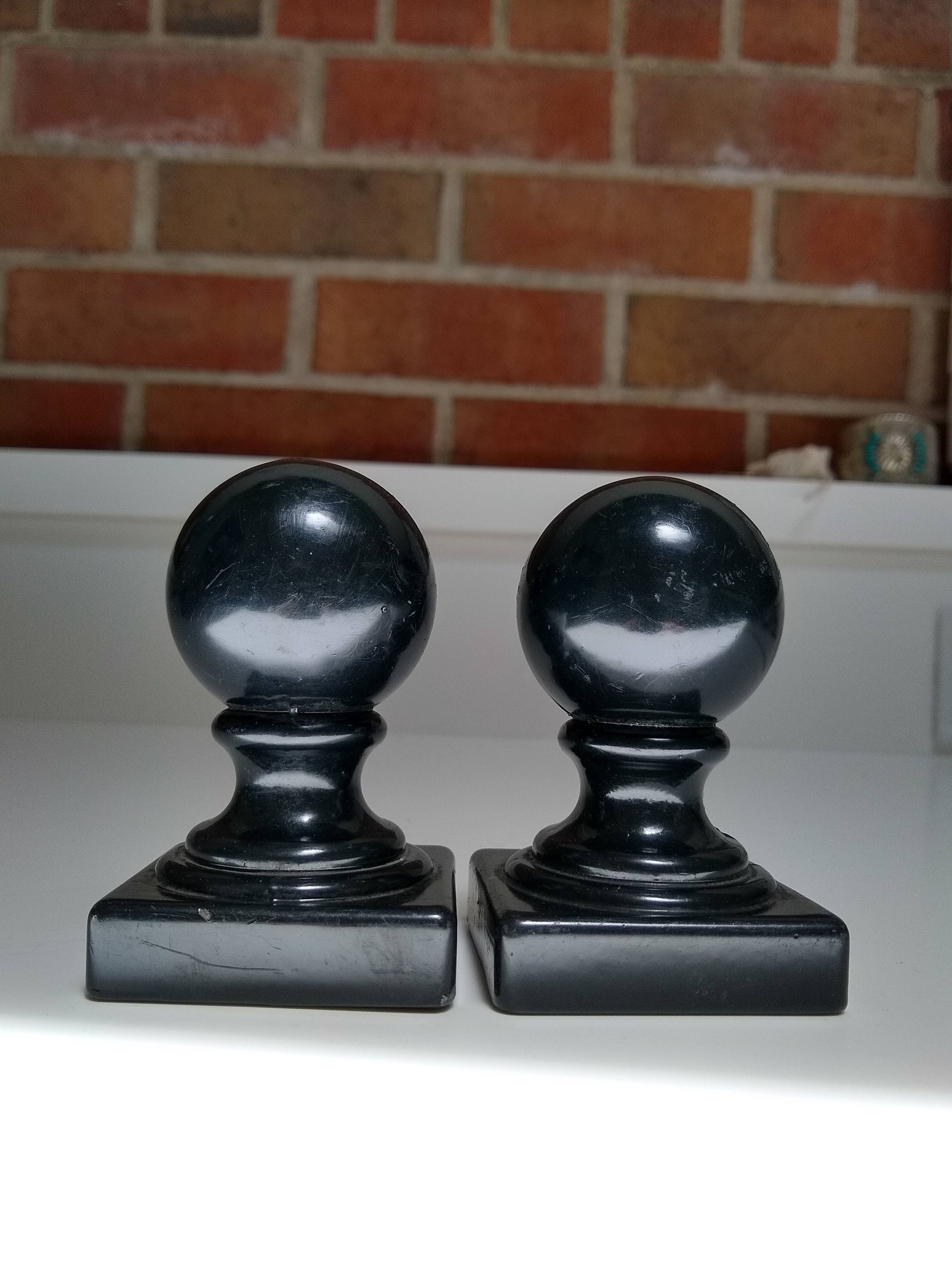 Pair of vintage ball finials or paperweights AS IS condition