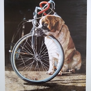 Vintage Limited Edition Linda Daniels St. Bernard Dog Print  &quot;It&#39;s a Dogs World: Missing You&quot; Signed and Numbered Print, 21&quot; x 25.75&quot;