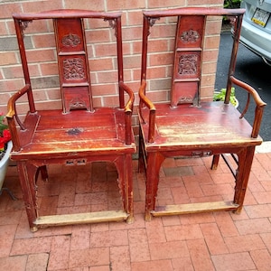 LOCAL PICKUP - 19th Century Antique Chinese Yoke Back Scholar&#39;s Chair, Sold Individually, Official&#39;s Hat Armchair