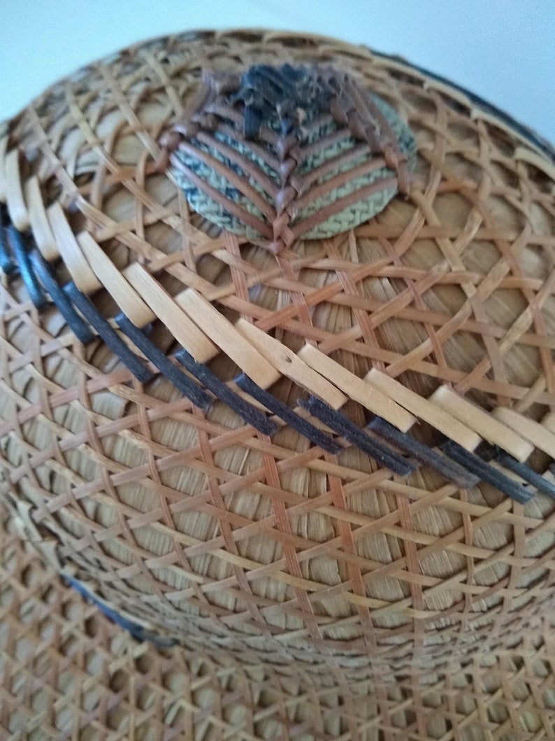 Vintage woven hat Filipino Salakot hat Philippines Asian Reed Nipa Woven Hat