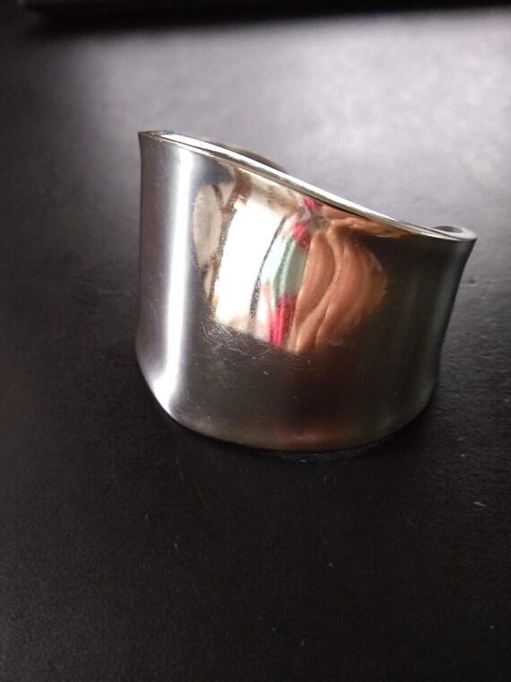 Vintage Minimalist Silver Plated Wide Cuff Bracel… - image 2