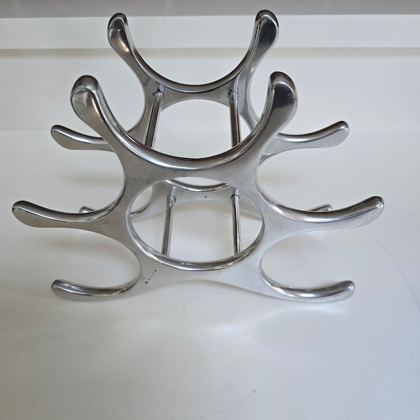 Vintage Polished Cast Aluminum Wine Rack, Table or Shelf, Modernist, Mid-Century