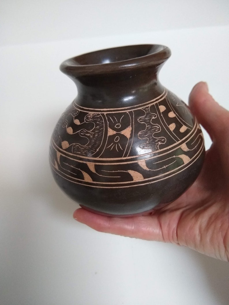 Small Vintage Native American Pot Brown Burnished Glaze and Etsy