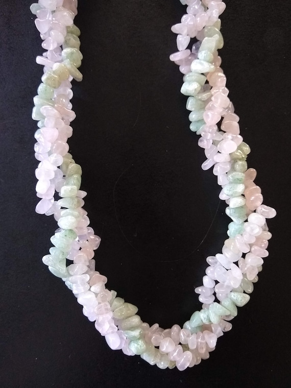 Vintage Pale 3 Strand Celadon Green and Lavender i