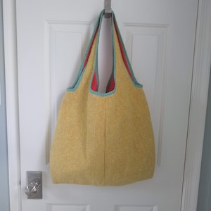 Vintage handmade cotton hobo bag, satchel, shoulder bag, purse with interior pocket and contrasting lining, trim