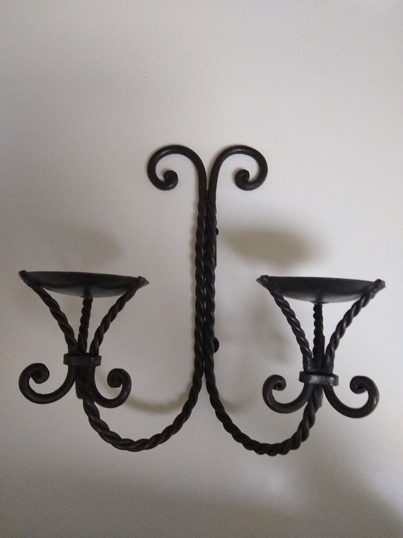 Black wrought iron wall on sale sconces for candles